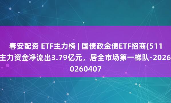 春安配资 ETF主力榜 | 国债政金债ETF招商(511580)主力资金净流出3.79亿元，居全市场第一梯队-20260407